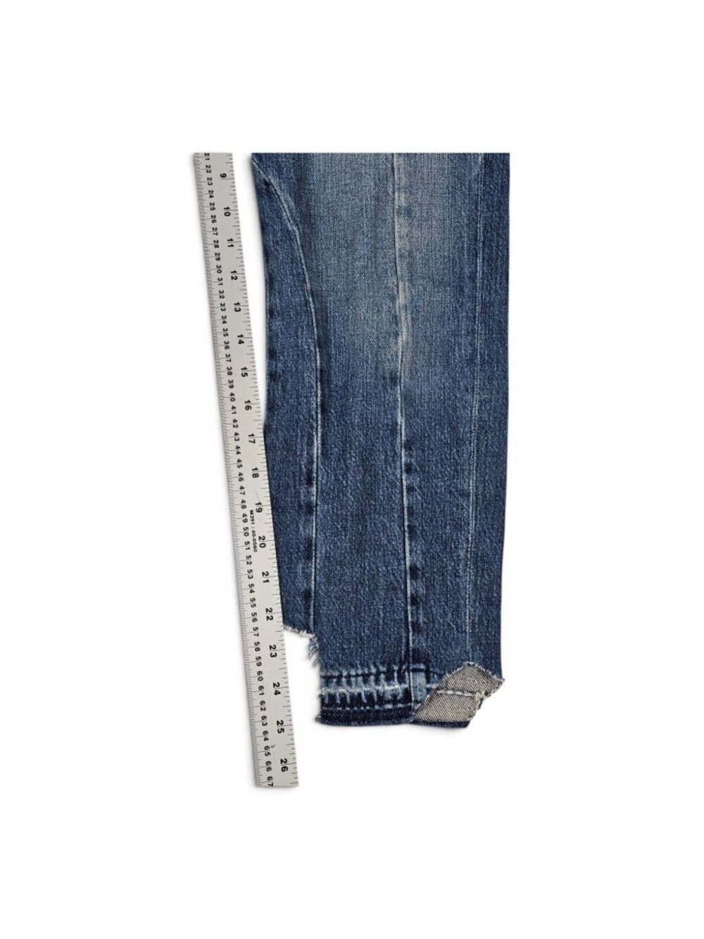 FRAME Womens Le Original Wetherly Mix Crop Jeans Size 24 Blue Raw Hem Distressed - Picture 6 of 13